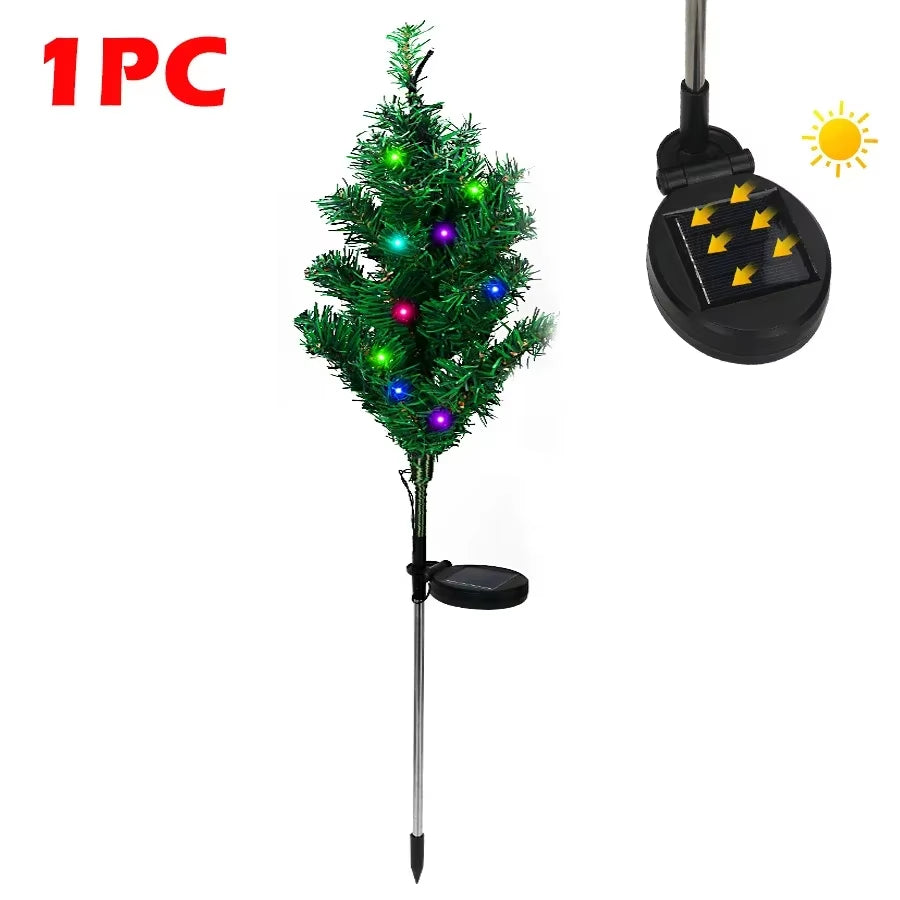 Solar LED Lights Christmas Tree Lawn Lamp Holiday Lantern for House Festive Wedding Courtyard Garden Decoration RGB Light