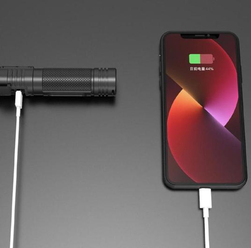 2-In-1 Strong Flashlight (Power Bank)，Digital Display of Power, Rechargeable，Zoomable, , X4Waterproof, Adjustable Brightness Flash Light for Outdoor, Emergency, Camping Accessories，Black Tiktokshopholidayhaul