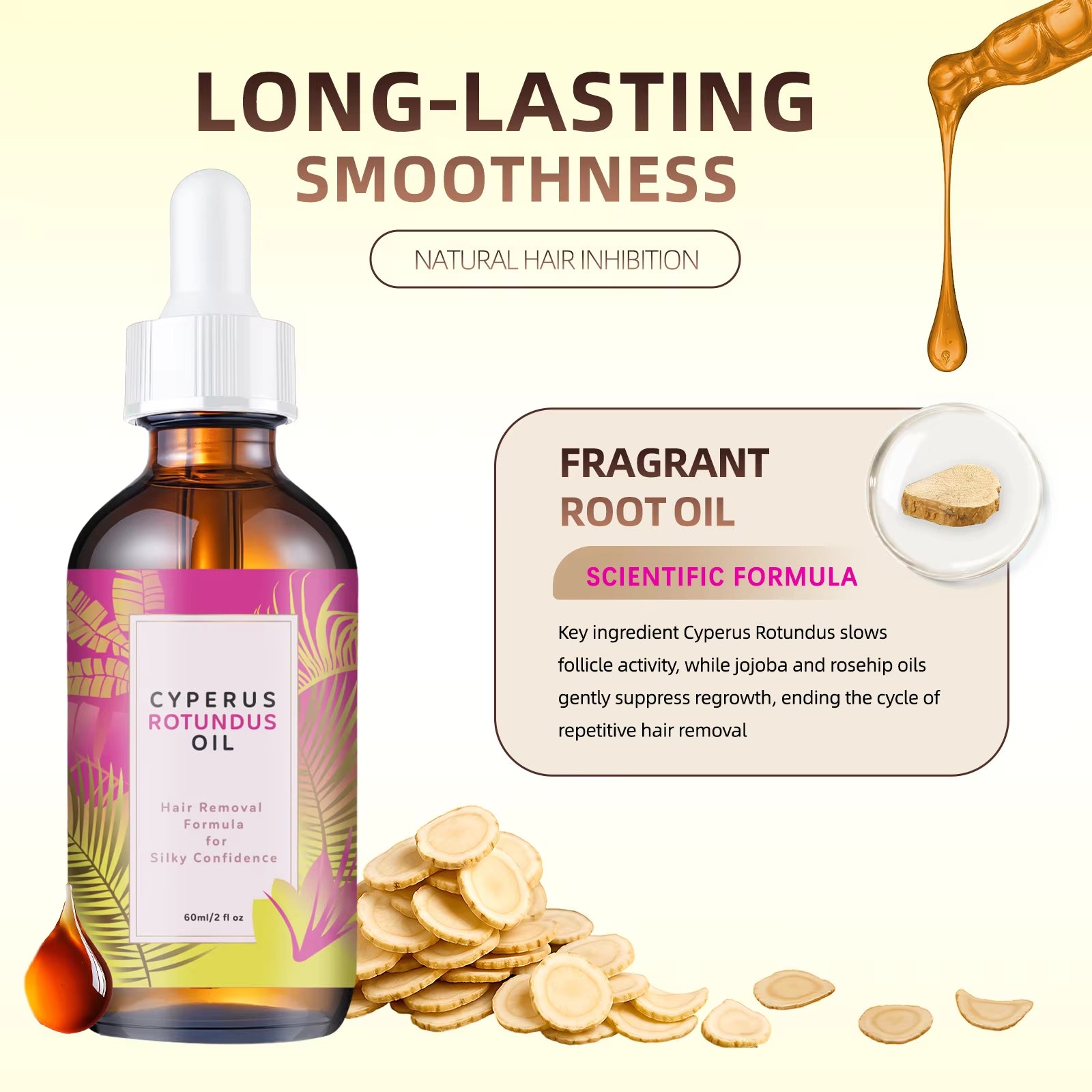 SmoothSkin Hair Inhibitor Oil (60 ml) Gentle Botanical Oil for Softer, Smoother-Looking Skin