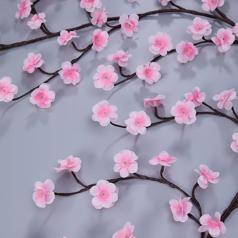 Cherry Blossom Lights Pink Cherry Blossom Tree Branches Flower LED Lights for Walls 1.8M 96 Flowers Enchanted Willow Vine Lights Christmas Fireplace Mantle Indoor Decor Usb-Powered with Remote