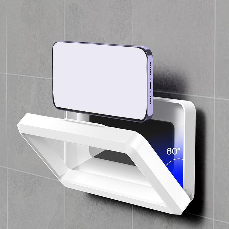 360° Rotating Waterproof Shower Phone Holder – Wall-Mounted, Anti-Fog Bathroom Phone Stand