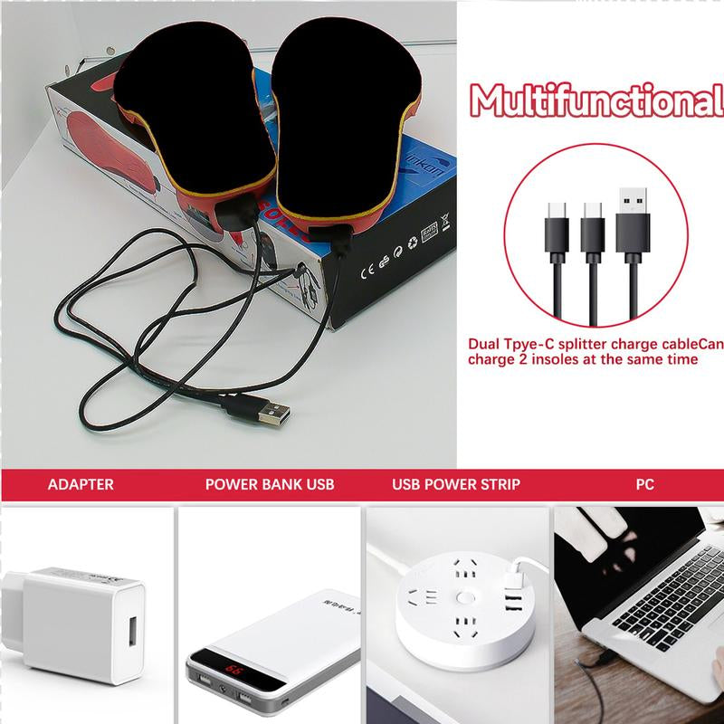 Heated Shoe Insoles 2000Mah USB Rechargeable Battery with Remote Control Washable Electric Warm Shoes Insert Cuttable Pad for Men Women