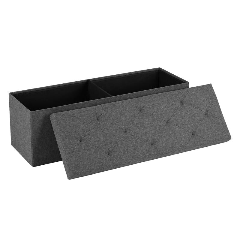 Folding Storage Ottoman Bench, Foot Rest Stool with Padded Seat, Large Toy Box Storage Chest with Seatin, Holds up to 660 Lb-Grey