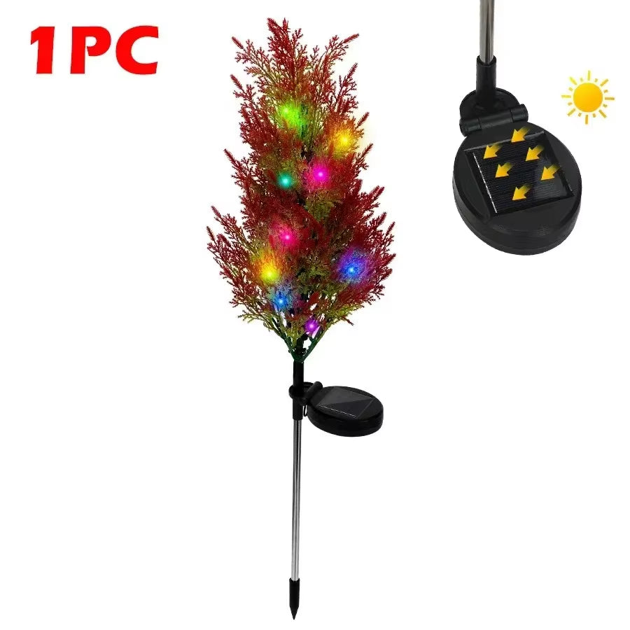 Solar LED Lights Christmas Tree Lawn Lamp Holiday Lantern for House Festive Wedding Courtyard Garden Decoration RGB Light