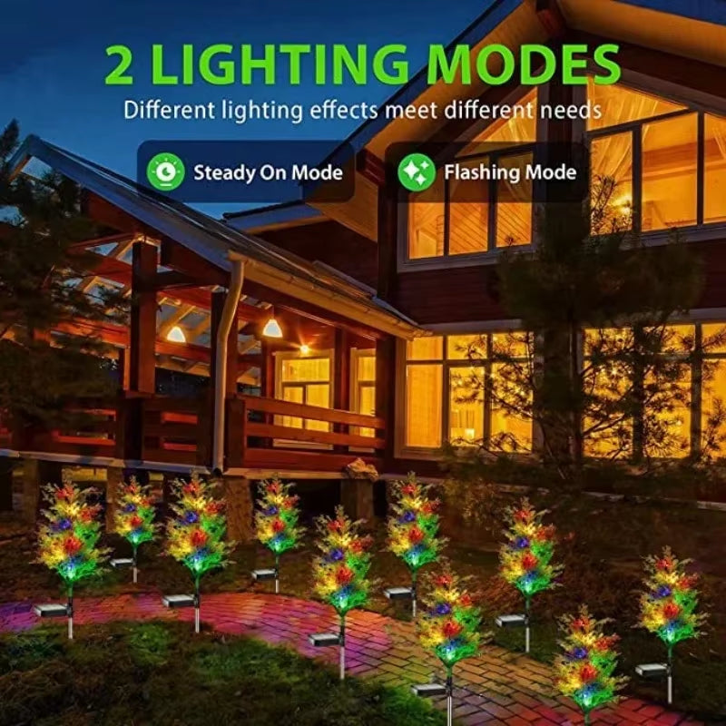 Solar LED Lights Christmas Tree Lawn Lamp Holiday Lantern for House Festive Wedding Courtyard Garden Decoration RGB Light