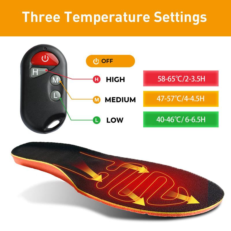 Heated Shoe Insoles 2000Mah USB Rechargeable Battery with Remote Control Washable Electric Warm Shoes Insert Cuttable Pad for Men Women