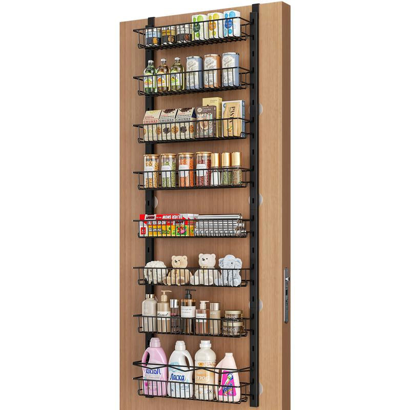 Over the Door Pantry Organizer 6-8 Tier Hanging Spice Rack for Easy Install Cabinet Door Organizer Home Kitchen Essentials Multi-Functional Storage Solution
