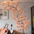 Cherry Blossom Lights Pink Cherry Blossom Tree Branches Flower LED Lights for Walls 1.8M 96 Flowers Enchanted Willow Vine Lights Christmas Fireplace Mantle Indoor Decor Usb-Powered with Remote