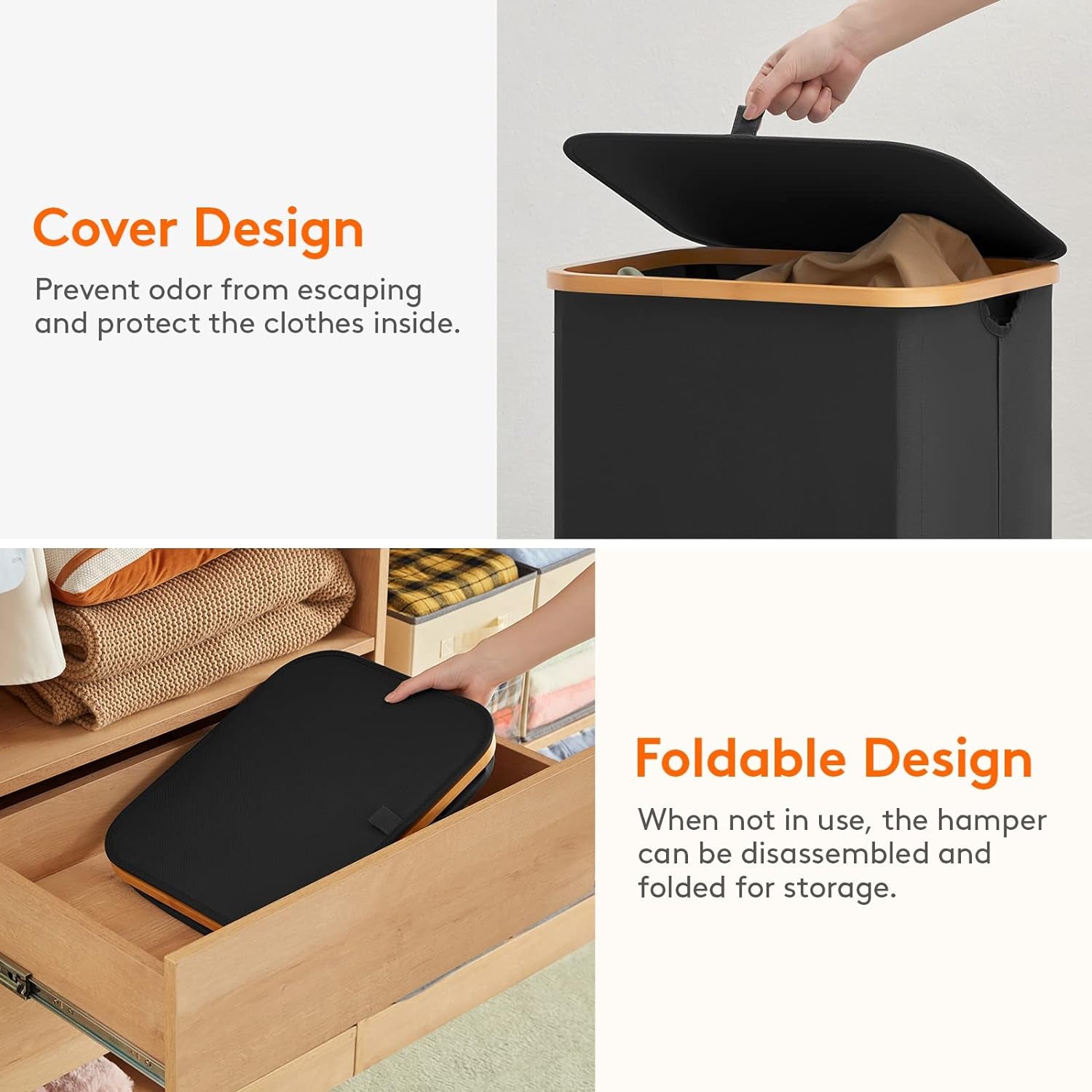 Large 100L Laundry Basket with Lid & Removable Liner