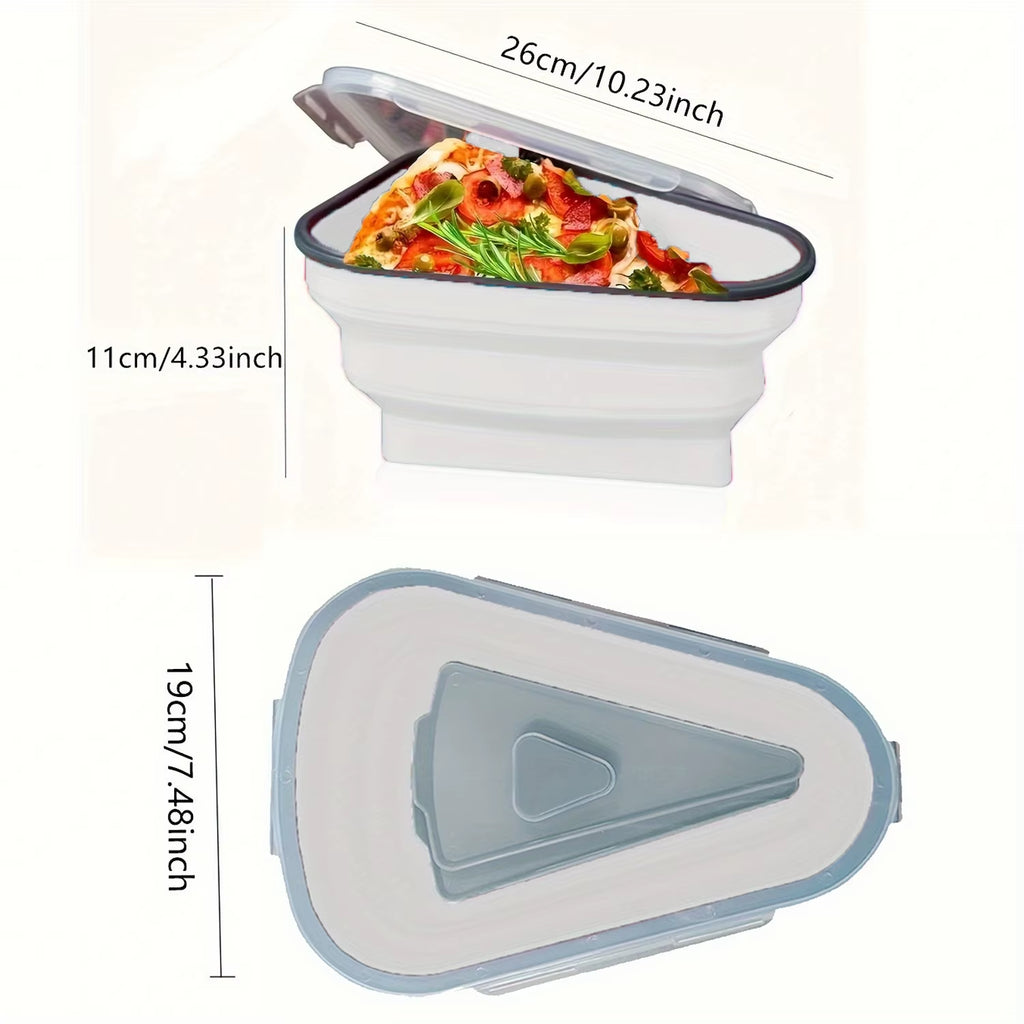 1Pc Space-Saving Silicone Pizza Storage Container with 5 Microwavable Serving Trays - Reusable,Collapsible Design