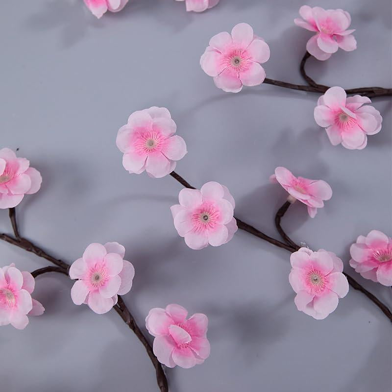 Cherry Blossom Lights Pink Cherry Blossom Tree Branches Flower LED Lights for Walls 1.8M 96 Flowers Enchanted Willow Vine Lights Christmas Fireplace Mantle Indoor Decor Usb-Powered with Remote