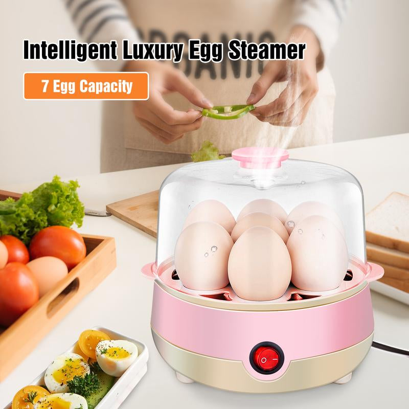 Rapid Egg Cooker Electric 7-Egg Capacity, Soft, Medium, Hard-Boiled Egg Cooker with Auto Shut-Off, Measuring Cup Included