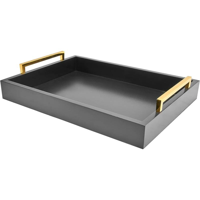 16" x 12" White Decorative Serving Trays with Handles for Living Room, Bathroom, and Outdoor Use