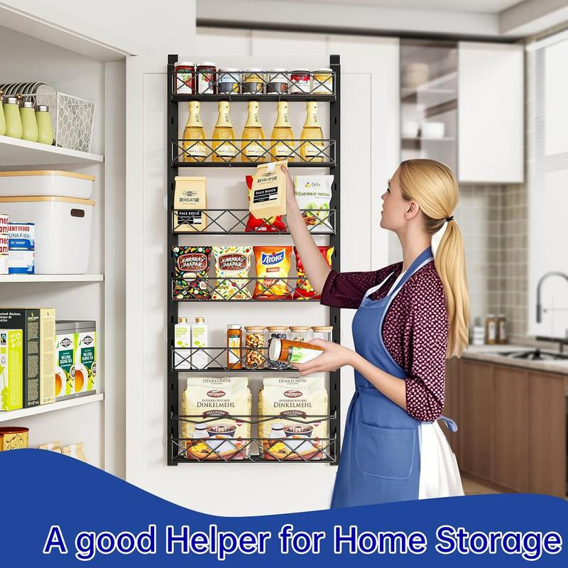 Over the Door Pantry Organizer 6-8 Tier Hanging Spice Rack for Easy Install Cabinet Door Organizer Home Kitchen Essentials Multi-Functional Storage Solution
