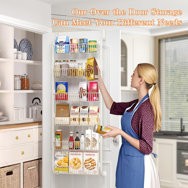 Over the Door Pantry Organizer 6-8 Tier Hanging Spice Rack for Easy Install Cabinet Door Organizer Home Kitchen Essentials Multi-Functional Storage Solution