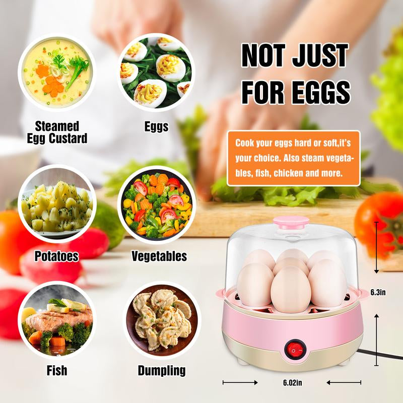 Rapid Egg Cooker Electric 7-Egg Capacity, Soft, Medium, Hard-Boiled Egg Cooker with Auto Shut-Off, Measuring Cup Included