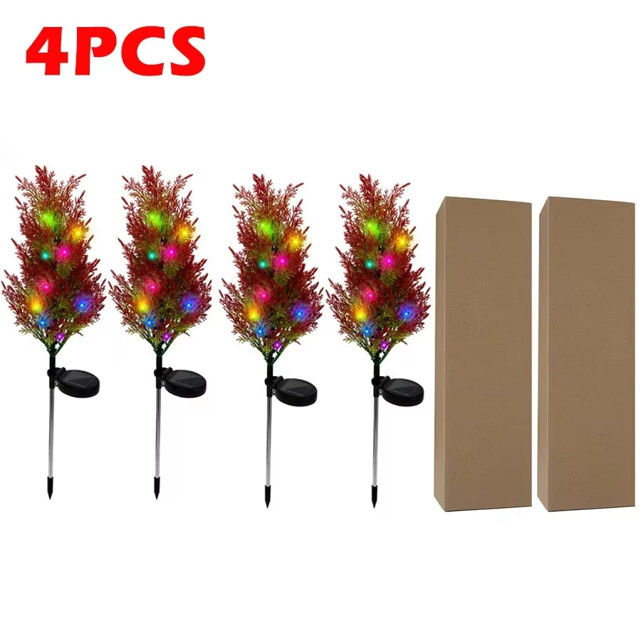 Solar LED Lights Christmas Tree Lawn Lamp Holiday Lantern for House Festive Wedding Courtyard Garden Decoration RGB Light