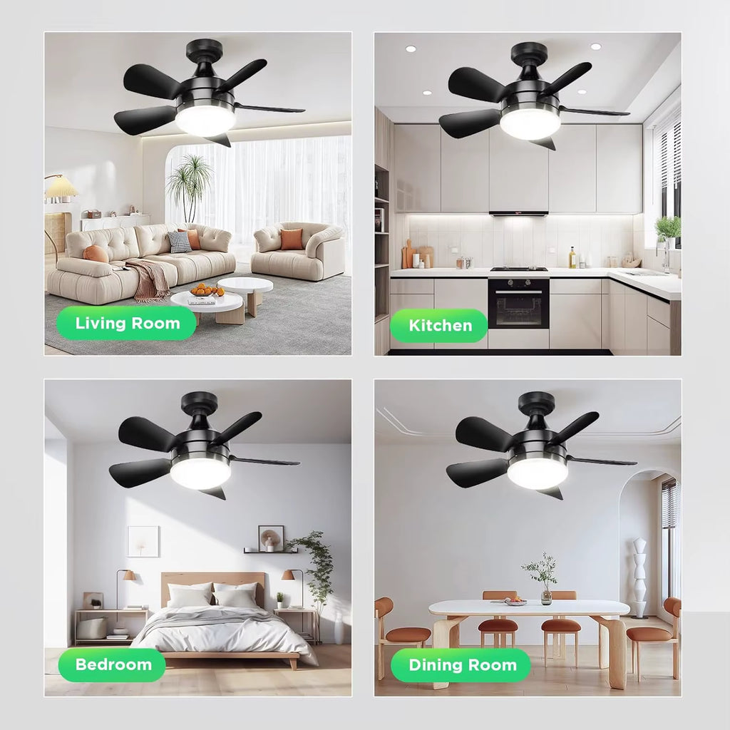2-IN-1 Socket Fan Lights with Remote, Timing Funtion, 3 Color Temperature&6 Speeds, E26/E27 Bulb Ceiling Fans Lamps for Room