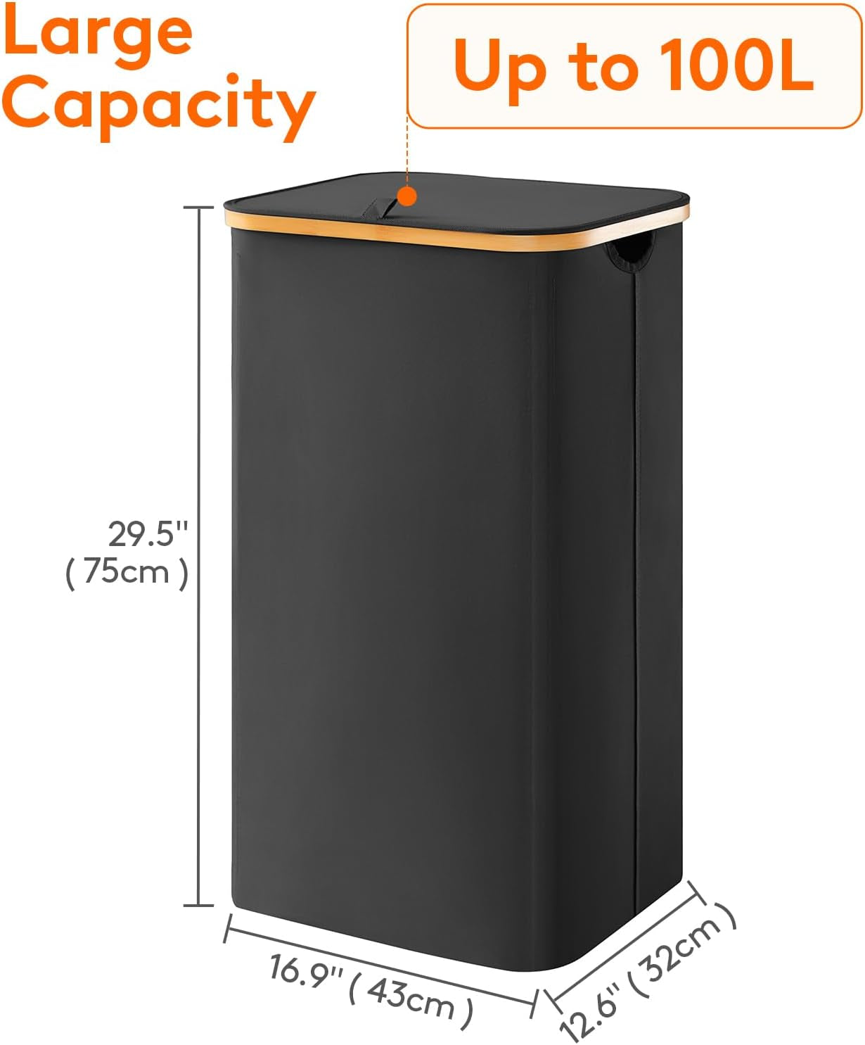 Large 100L Laundry Basket with Lid & Removable Liner