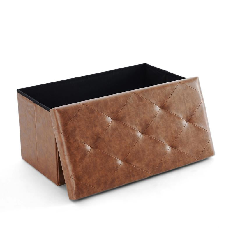 Folding Storage Ottoman Bench, Foot Rest Stool with Padded Seat, Large Toy Box Storage Chest with Seatin, Holds up to 660 Lb-Grey