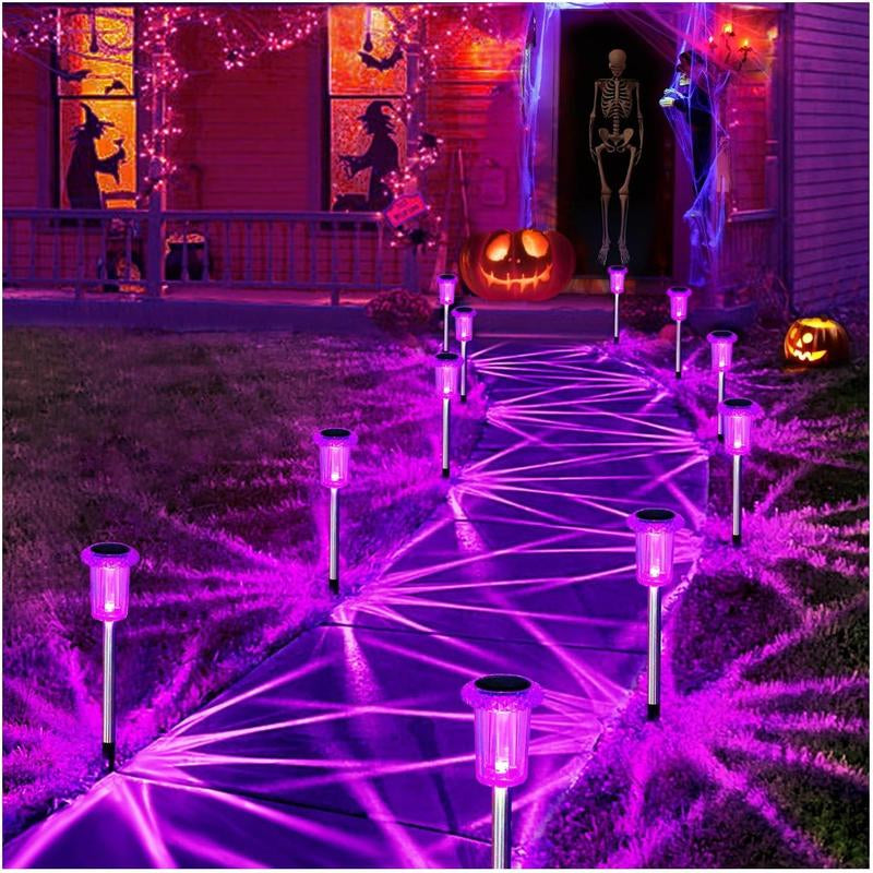 Solar Outdoor Lights 10 Pack Pathway Solar Lights LED Stainless Steel Garden Stake for Pathway, Walkway, Sidewalk, Driveway, Lawn (Warm White)