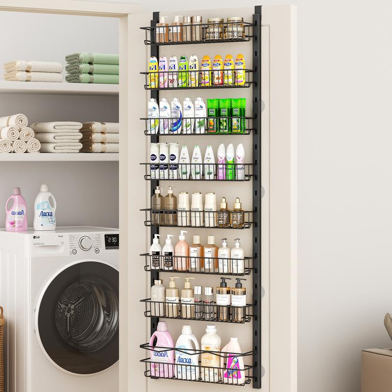 Over the Door Pantry Organizer 6-8 Tier Hanging Spice Rack for Easy Install Cabinet Door Organizer Home Kitchen Essentials Multi-Functional Storage Solution