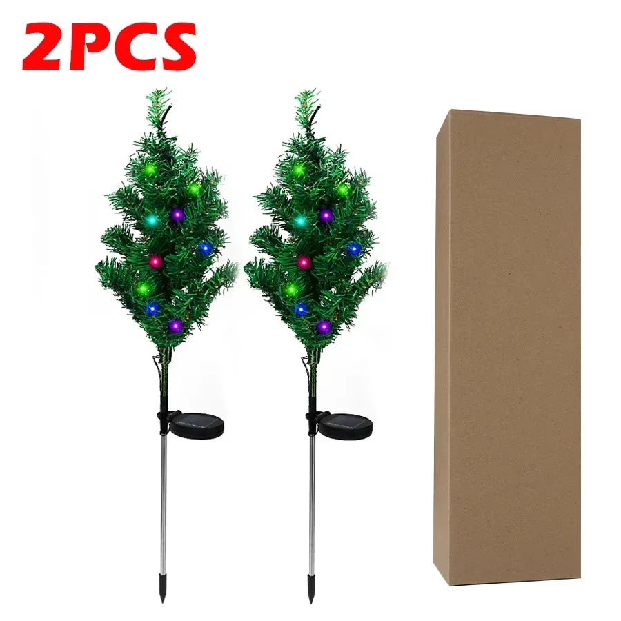 Solar LED Lights Christmas Tree Lawn Lamp Holiday Lantern for House Festive Wedding Courtyard Garden Decoration RGB Light
