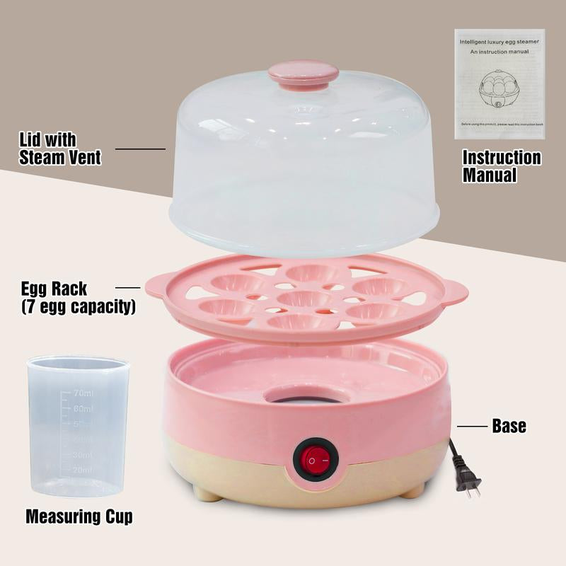 Rapid Egg Cooker Electric 7-Egg Capacity, Soft, Medium, Hard-Boiled Egg Cooker with Auto Shut-Off, Measuring Cup Included